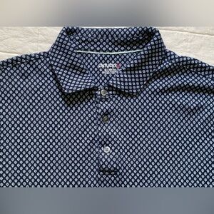 UNTUCKit Men’s Tayo Polo Shirt Large Navy Print Short Sleeve Cotton